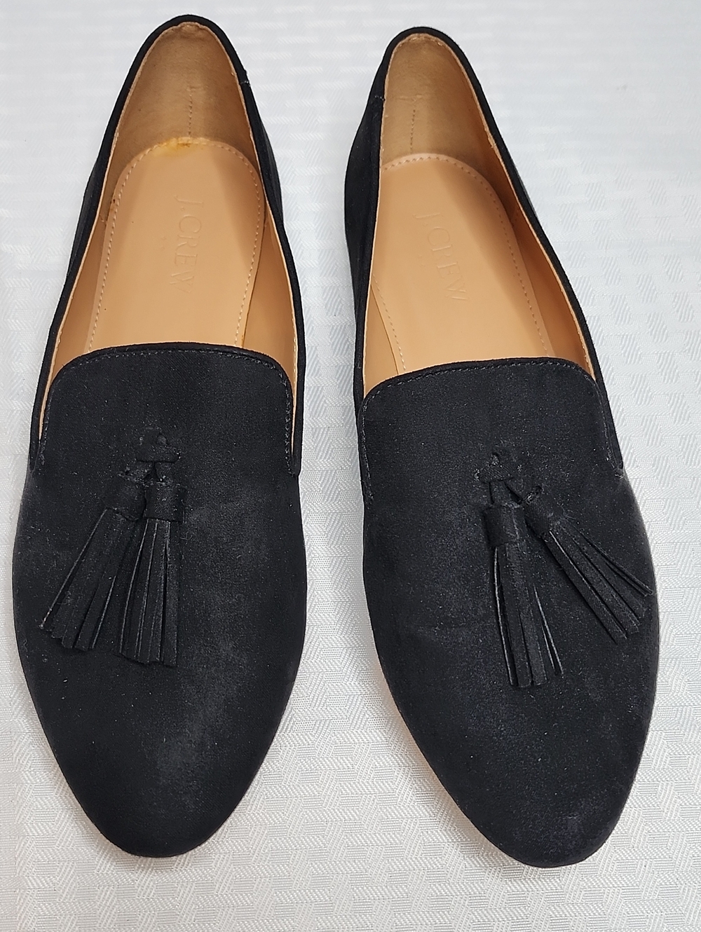J. Crew Black Suede Tassel Slip-On Loafers